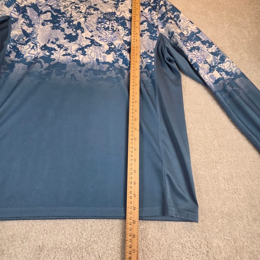 Huk Pursuit Fishing Shirt Mens Large Blue Camo Long Sleeve Performance Mesh Tee